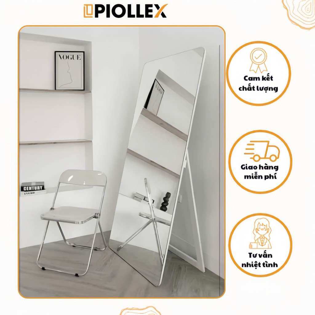 Gương tràn viền bo góc piollex khung gỗ