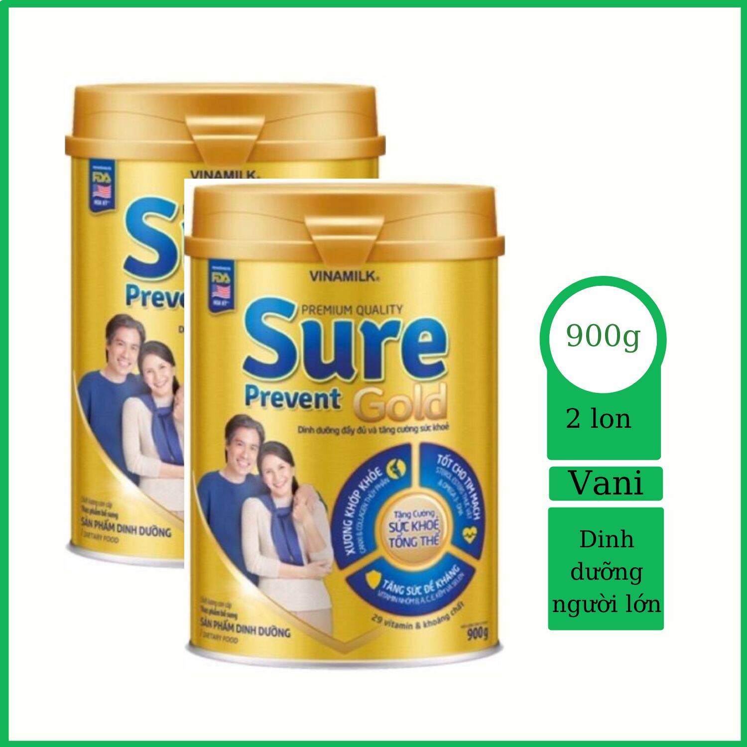 Combo 2 Hộp Sữa Bột Vinamilk Sure Prevent Gold 900g - Date Mới
