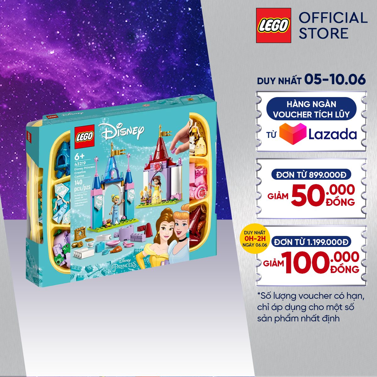 Lego disney princess 43219 đồ chơi lắp ráp lâu đài công chúa bella
