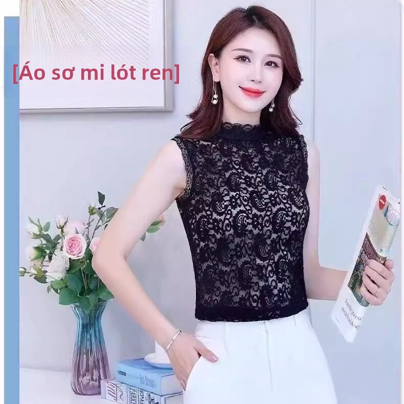Áo Sơ Mi Ren Viền Cao Cấp Mùa Xuân Thu Cỡ Lớn Co Giãn Cao Áo Vest Lót Cổ Giả Bên Trong Áo Len Áo Sơ 