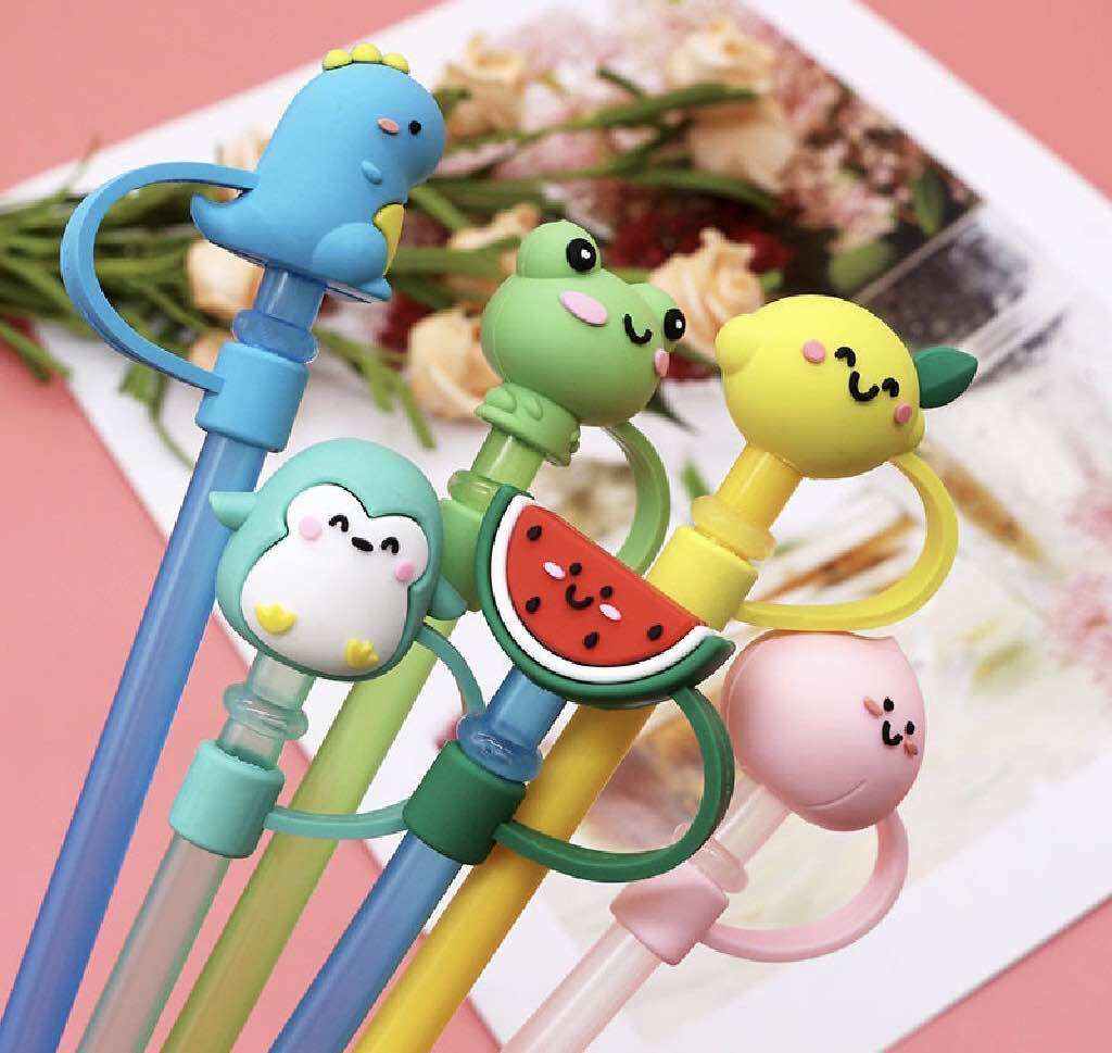 Nắp đậy ống hút silicon 3D dễ thương, straw topper nút đậy ống hút chống bụi nhiều màu