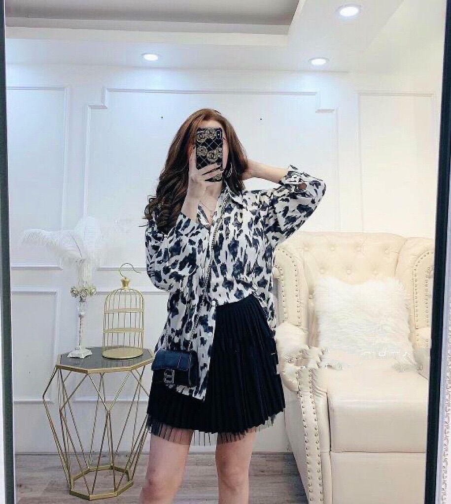 Áo sơ mi nữ hoa văn chất dày dặn