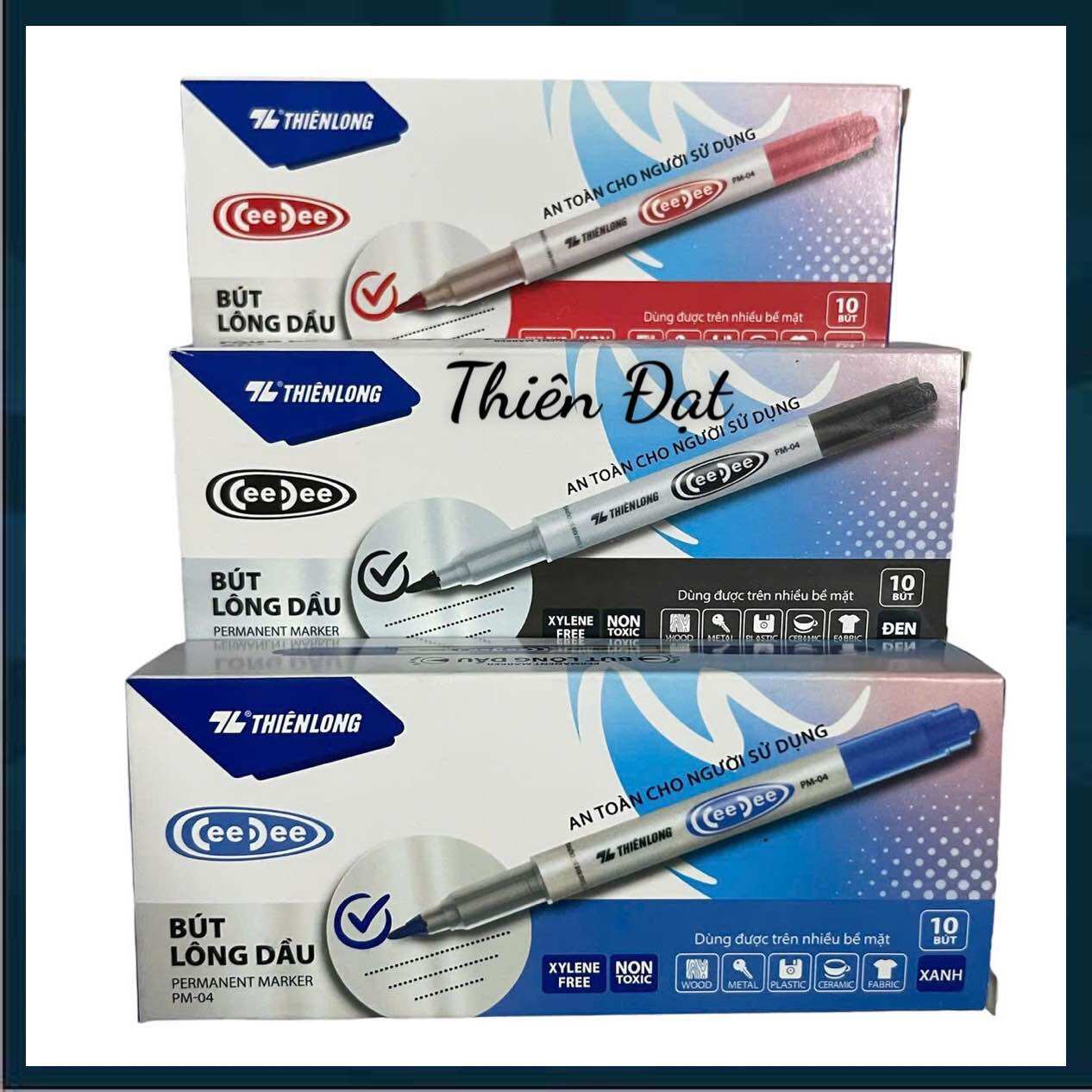 Hộp 10 Bút Lông Dầu Nhỏ 2 Đầu PM04