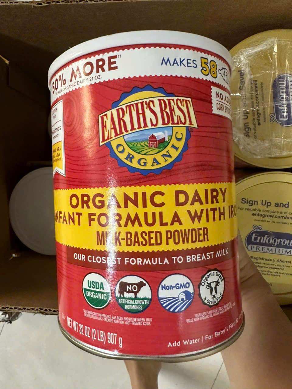 [DATE 2026] [HÀNG MỸ] Sữa Earth’s Best đỏ Organic Dairy cho bé 0-12 tháng