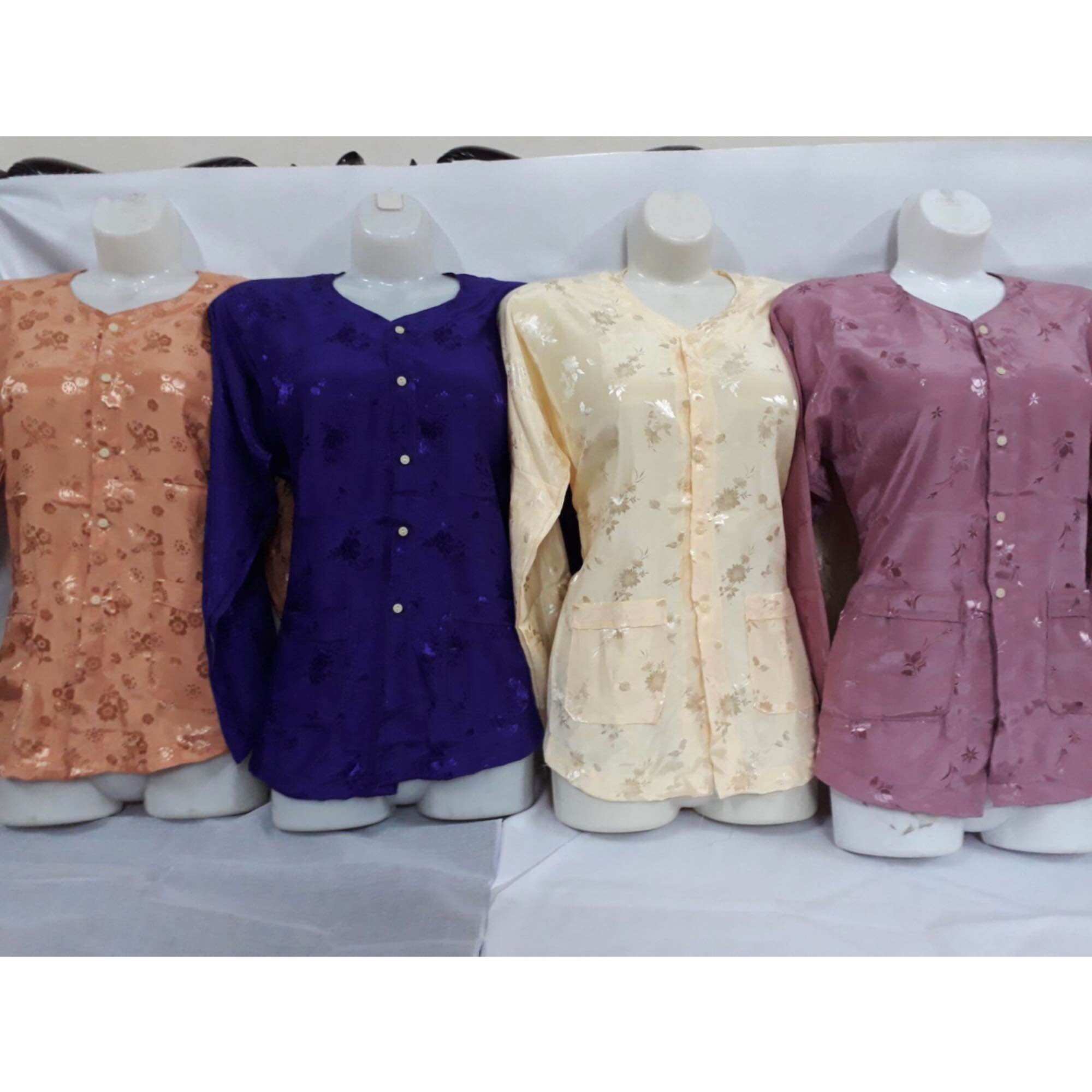 Áo cánh dài tay bà già vải gấm hoa loại đẹp - áo gấm bà ba bà già
