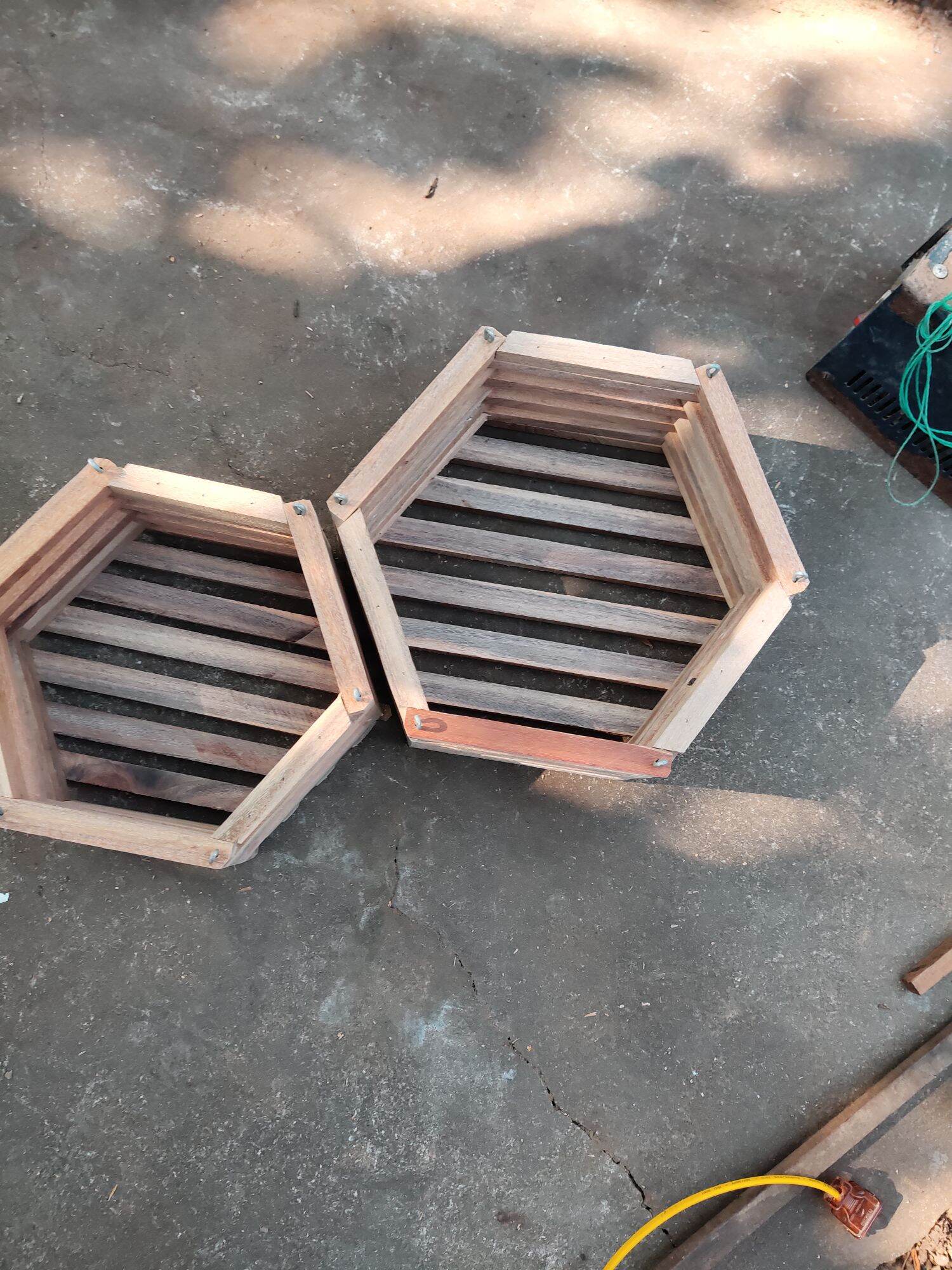 combo 5 chậu gỗ lục giác size 20cm