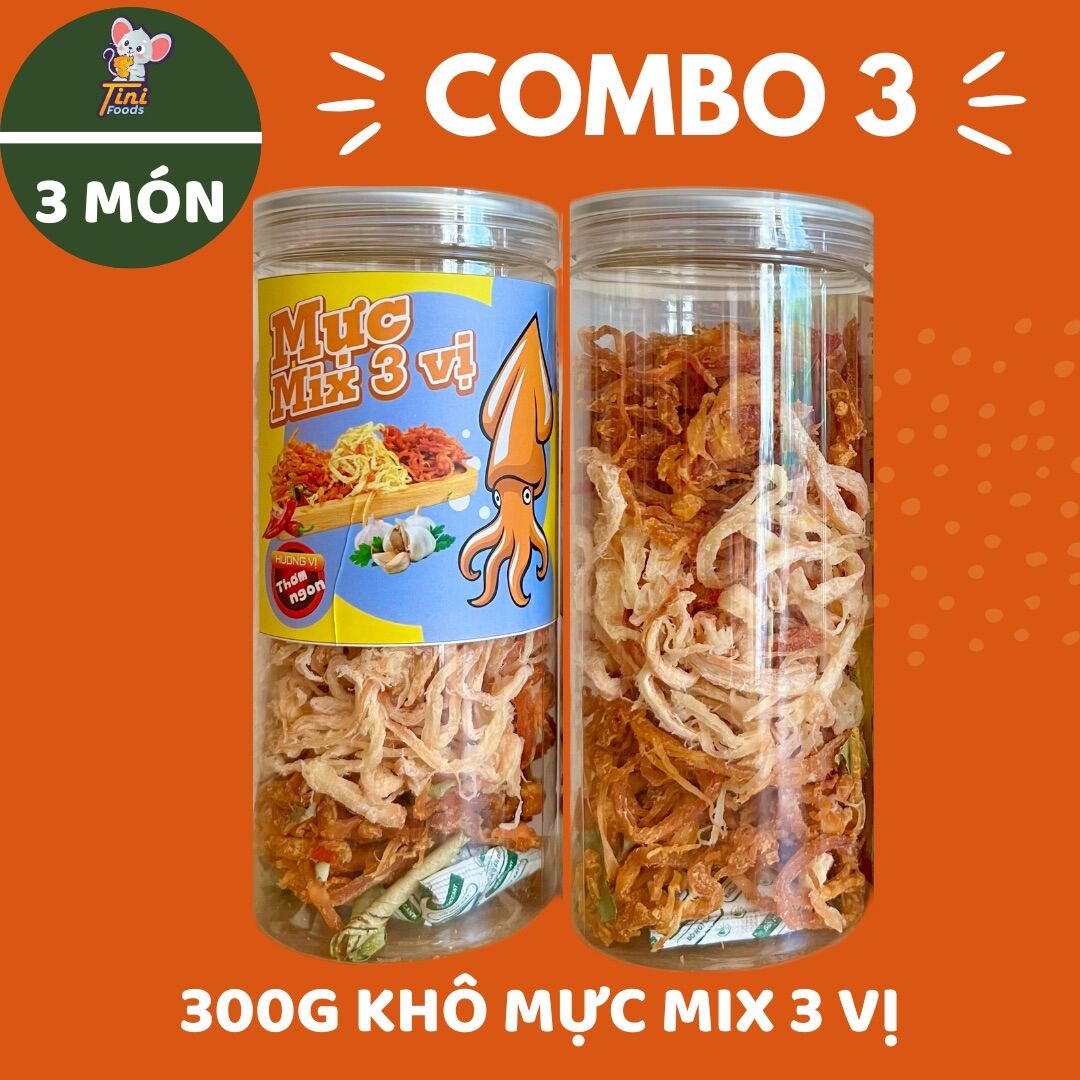 [COMBO 3] 2 Loại Khô Thịt & Khô Hải Sản Mix Vị Siêu Ngon (Tặng 1 Hũ Bánh Snack Cá Voi Vị Phô Mai)