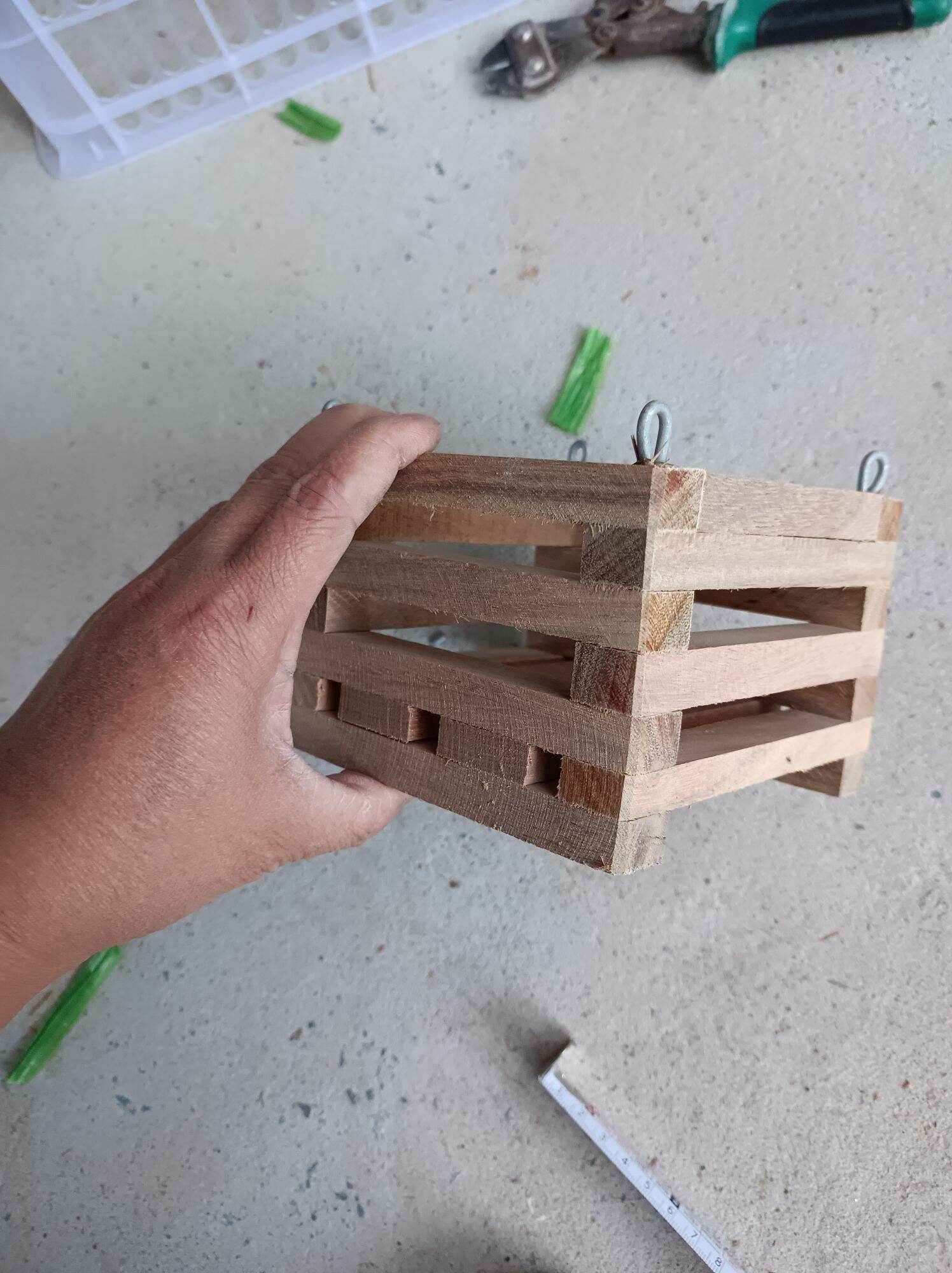 Chậu gỗ trồng lan hình vuông 13x13cm
