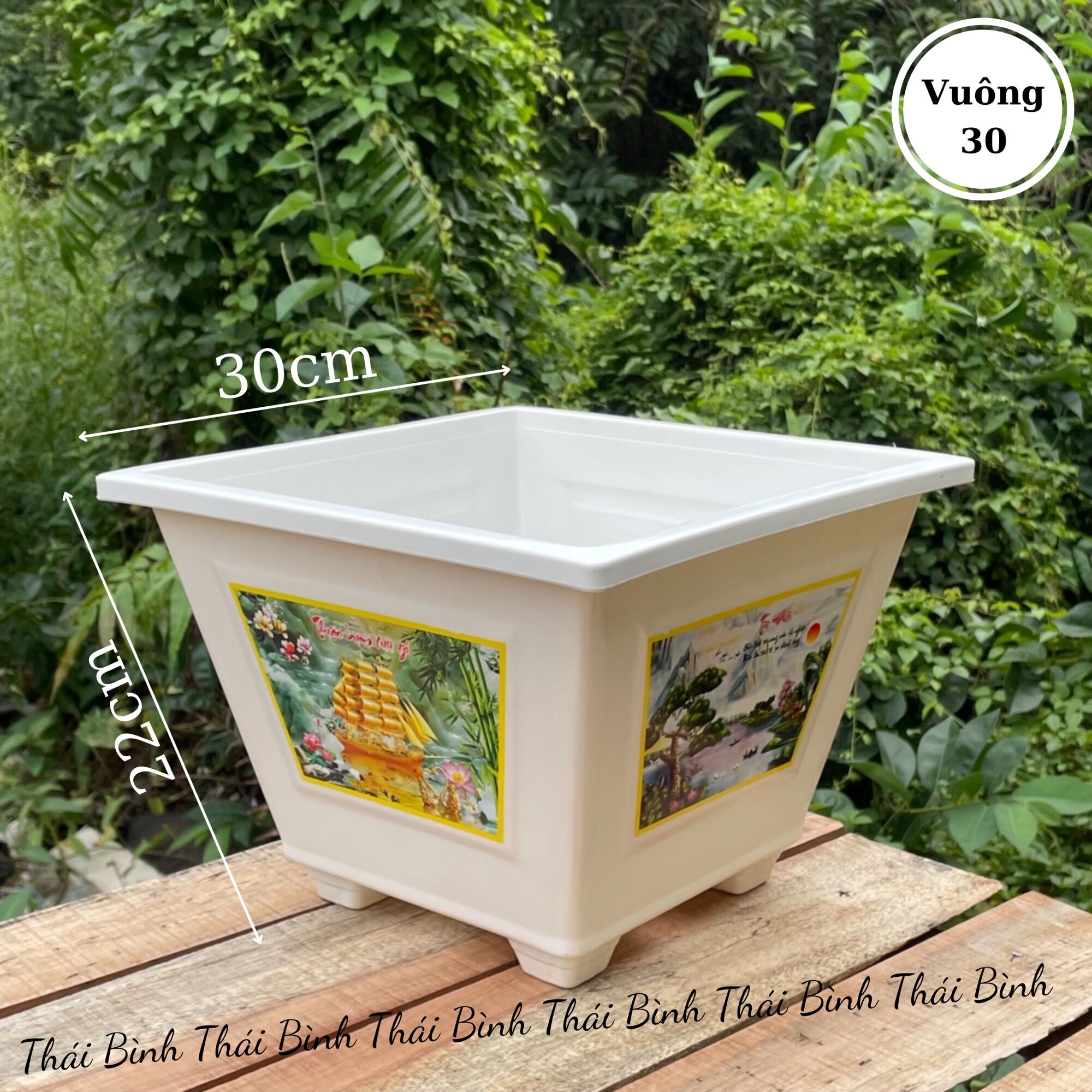 Chậu nhựa vuông in 30 - chậu vuông in - chậu nhựa thái bình