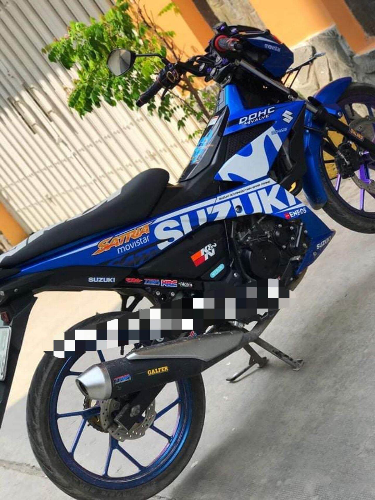 tem rời xe raider xanh movitar, tem 3 lớp không bay màu, chống nước siêu tốt