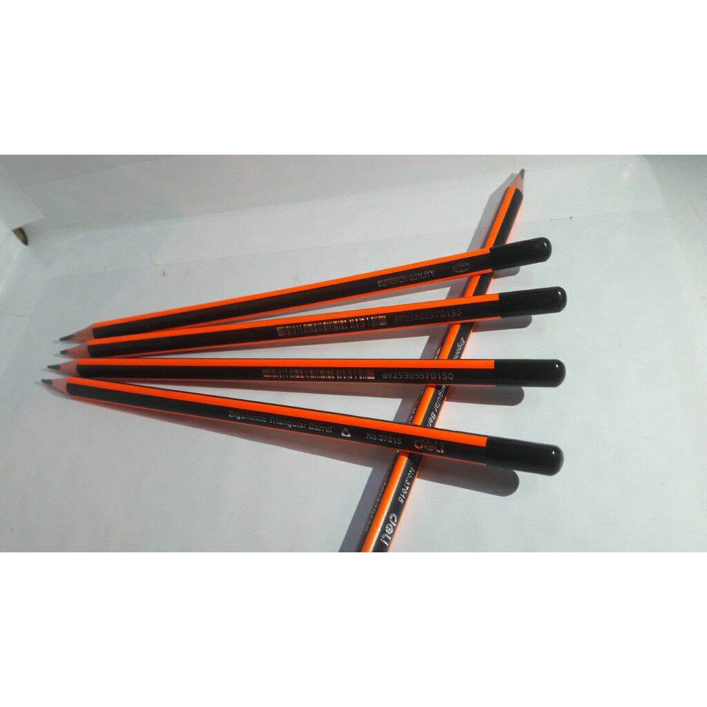 Hộp 12 cây bút chì Deli thân đỏ đen