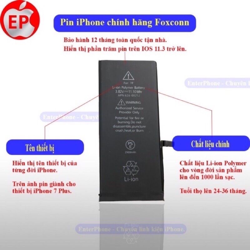 Pin ip 6 plus foxcom 9.5/10 so với zin chính hãng apple