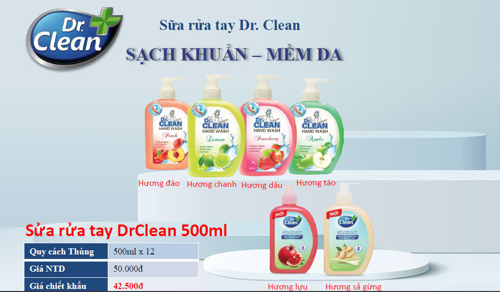 Sữa rửa tay dr.clean chai chữ d 500ml