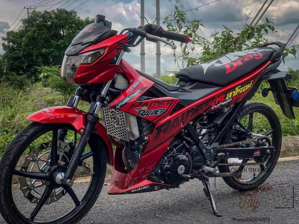 Tem rời raider đỏ đen | tem xe chất lượng | mẫu mã đa dạng
