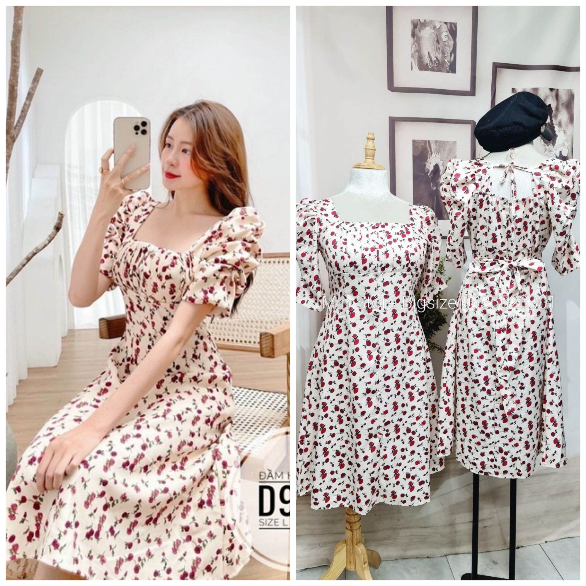 Minstore bigsize đầm hoa nhí nút bọc d932