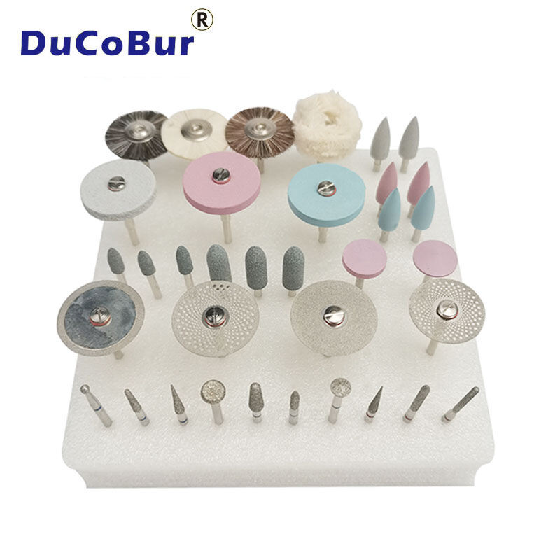 Ducobur nha khoa phòng đánh bóng hp bộ 35 cái/bộ kim cương mũi khoan dụng cụ mài gốm sứ kim loại chất liệu bàn chải cho nha khoa