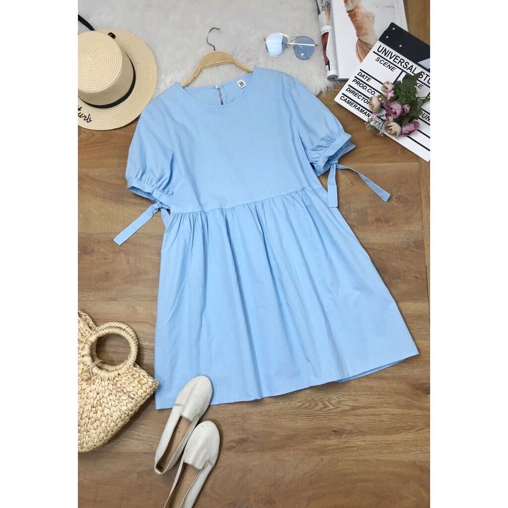 Đầm xoè babydoll trơn QC thiết kế nhẹ nhàng dễ thương