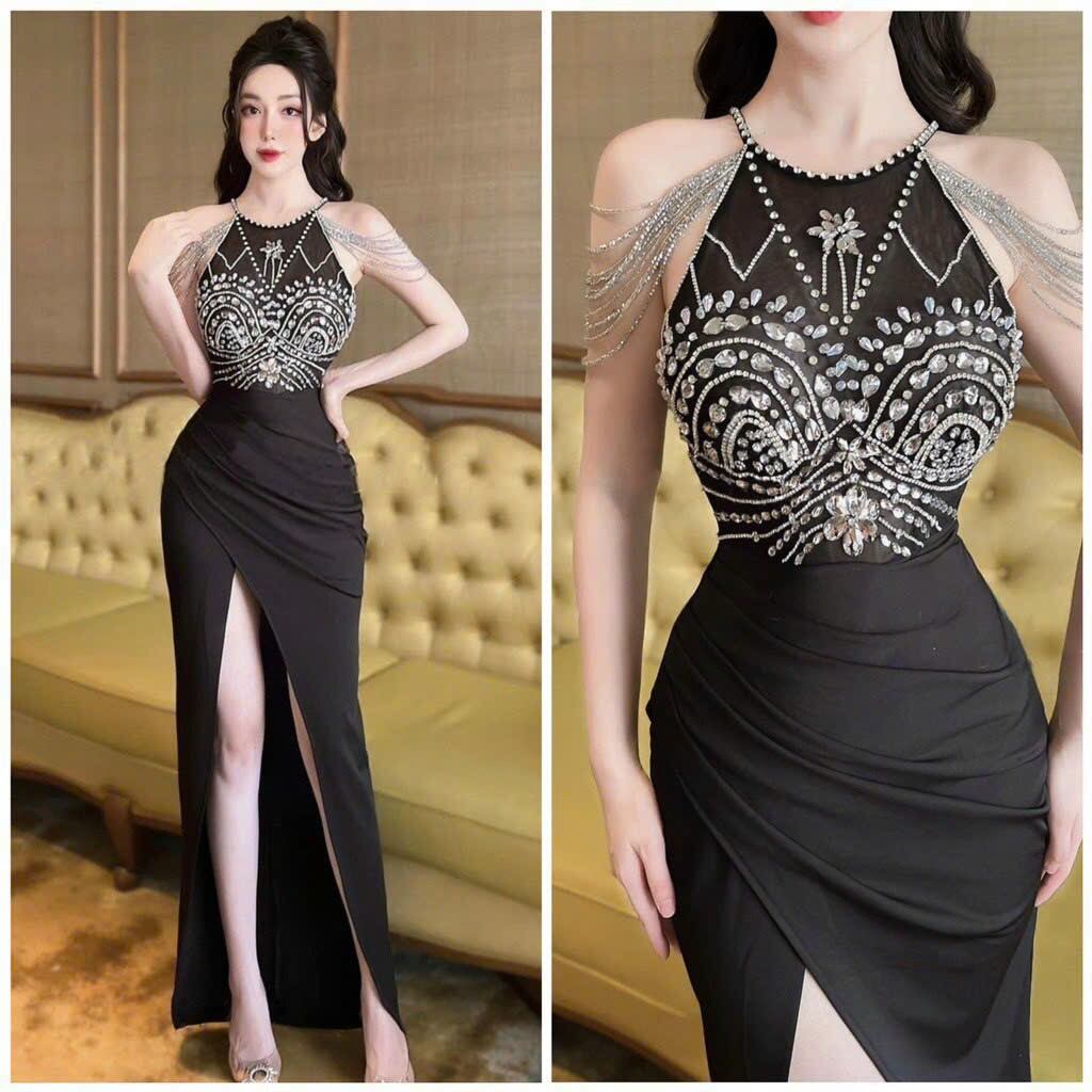 ĐẦM BODY YẾM CHUỖI VAI KẾT ĐÁ CAO CẤP