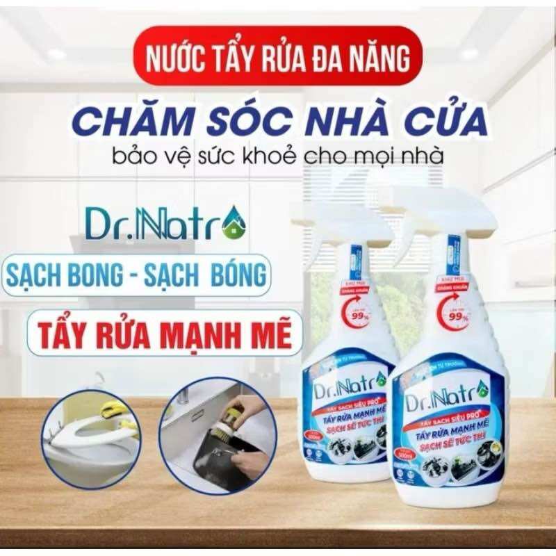 Chai Tẩy đa năng Dr Natro 500 ml tẩy sạch mọi vết bẩn xoong nồi nhà tắm vết ố vàng tẩy cặn canxi