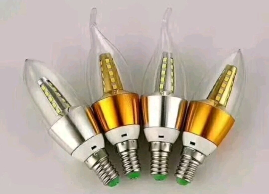 Bóng led nến đèn trang trí đèn trùm, đèn cột tường đui e14-e27 ánh sáng vàng, có râu và không râu