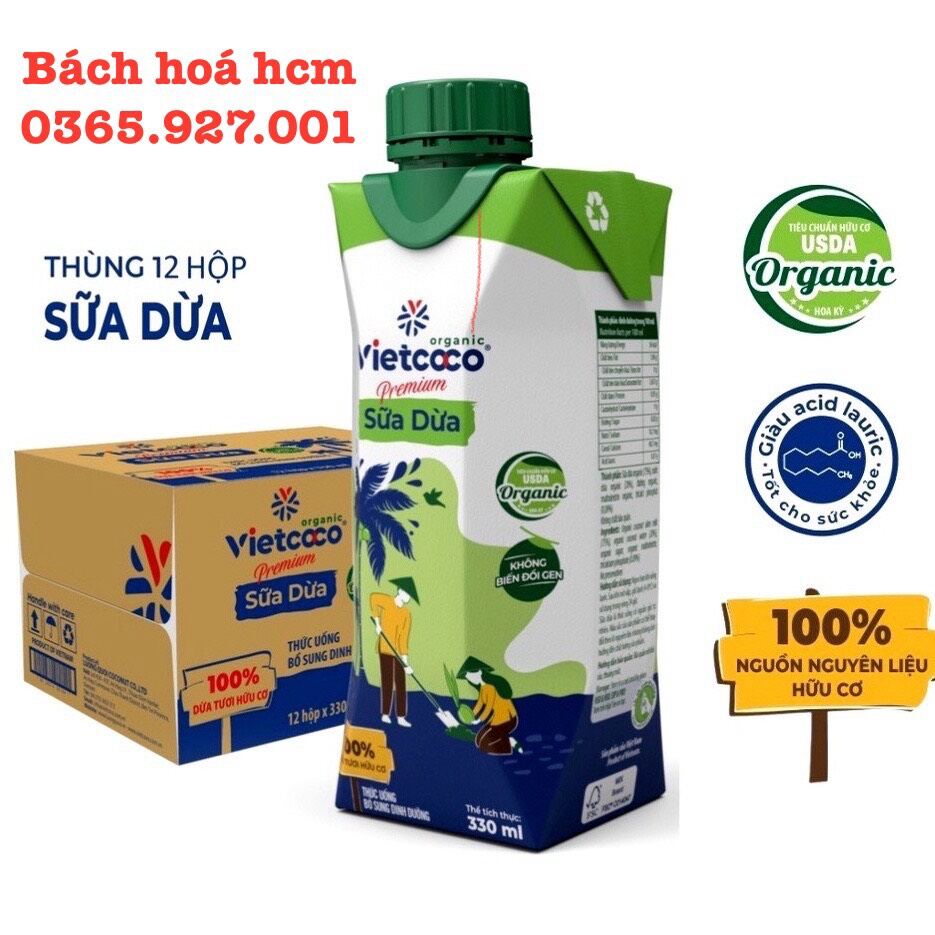 Sữa dừa organic vietcoco (330ml hộp giấy)