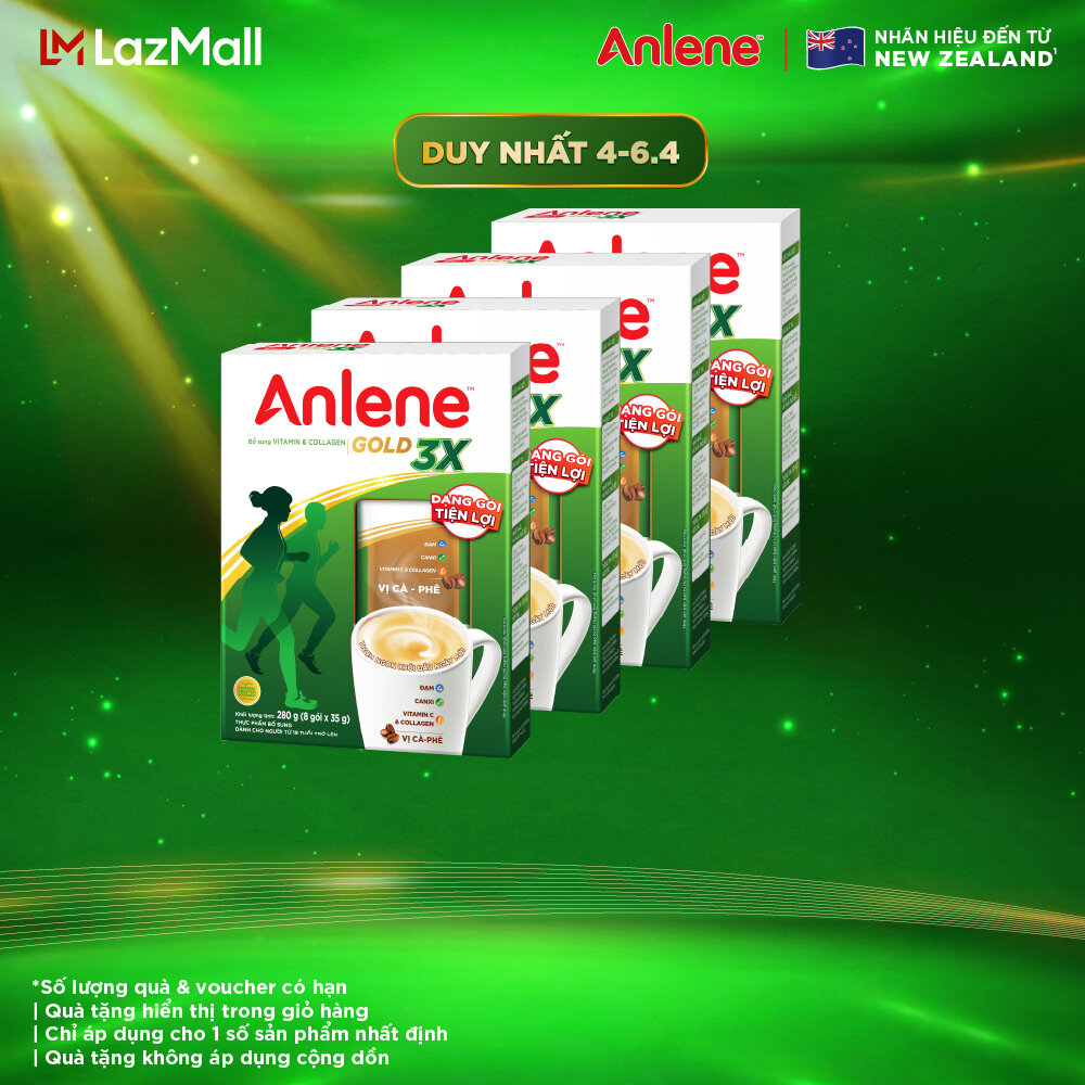 [up to 16% Off up to 175K for Orders from 800K][Freeship 0Vnd Nationwide] Combo of 4 Anlene Coffee Flavored Powdered Milk in Convenient Packets (8 Packs X 35g)