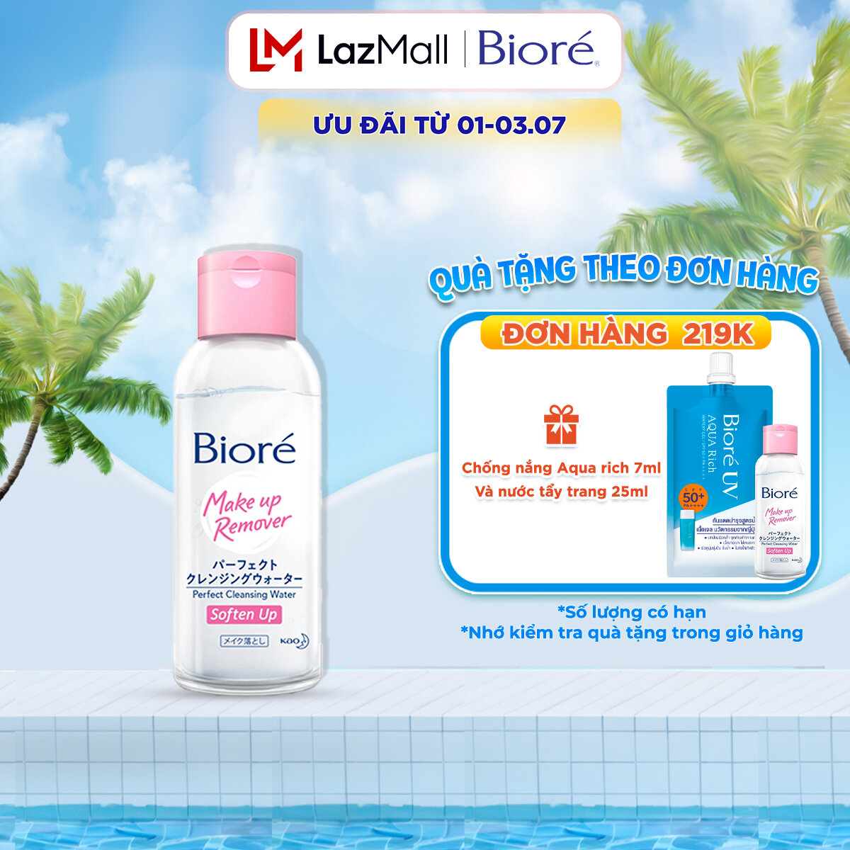 Nước Tẩy Trang Dưỡng Ẩm Hoàn Hảo Biore Makeup Remover Perfect Cleansing Water 90ml