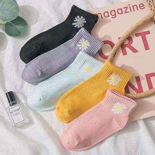 SET 10 ĐÔI TẤT HOA CÚC KÈM TÚI RÚT