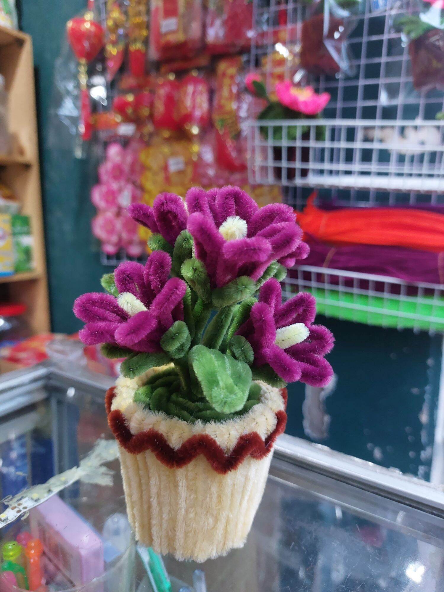 Chậu hoa mini bằng kẽm nhung / hoa kẽm nhung