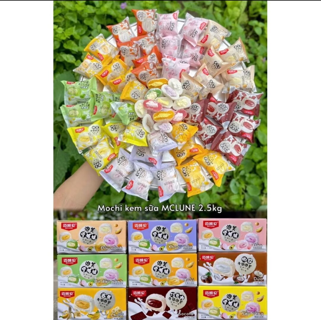  Sỉ thùng 2,5kg bánh mochi kem lạnh phủ dừa đủ màu đủ vị 
