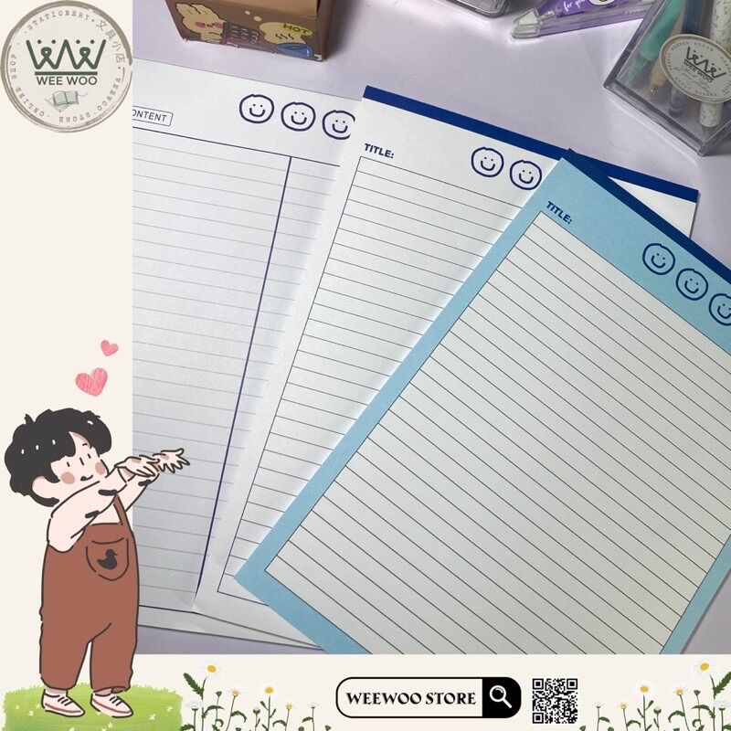 Tập giấy note B5 30 tờ ghi chú, chép bài, ghi ngữ pháp với thiết kế basic - WeeWoo Store