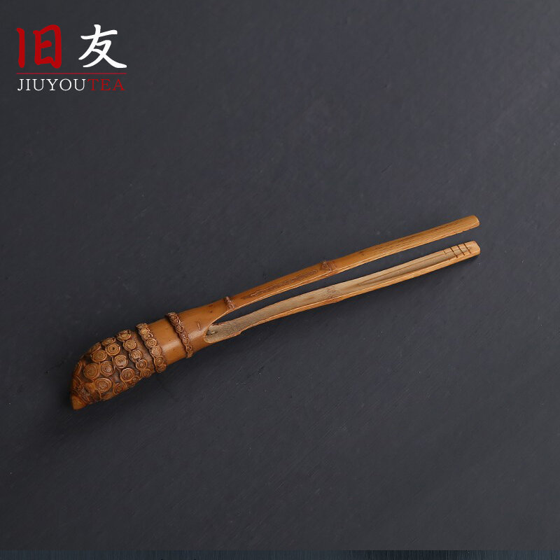 Tea Clamp Bamboo Root Tea Clamp Pure Copper Tea Clip Tea Clamp Wash Cup zhu tou Kung Fu Tea Tweezers Cup Tea Clamp Sub-Tea Utensils Tea Ceremony