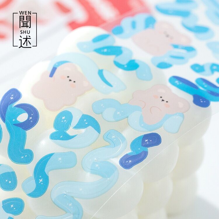 HAI TẤM STICKER GẤU VÀ RUY BĂNG