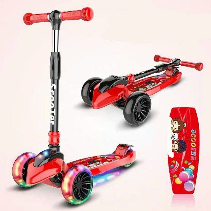 Xe trượt scooter có đèn sáng và bánh sáng điều chỉnh cao thấp có phanh .