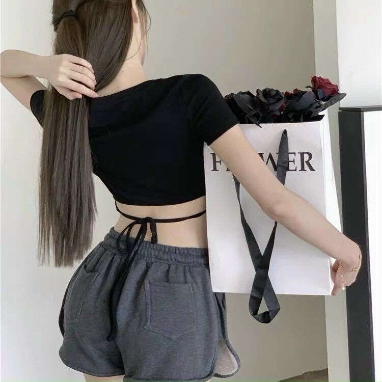 Áo croptop dây buộc nơ lưng sau BG