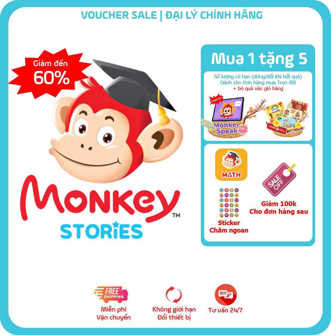 Monkey Stories (Trọn đời, 1 năm) - Truyện tương tác Phát triển toàn diện 4 kỹ năng tiếng Anh