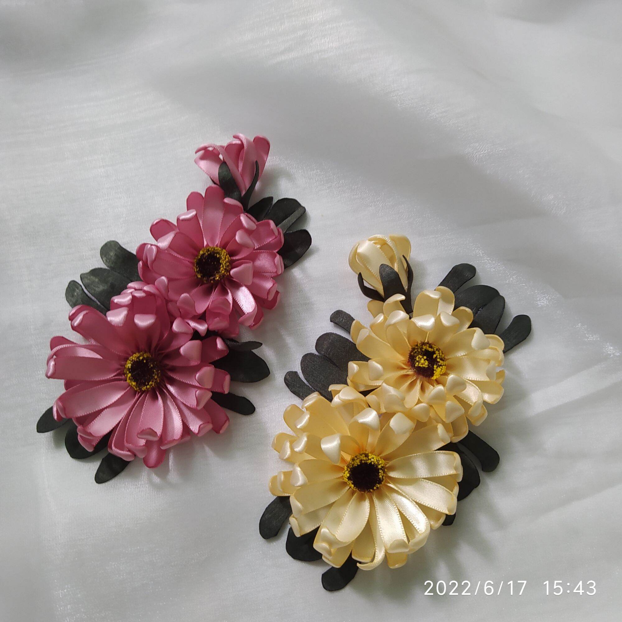 Hoa cúc cài áo cài tóc handmade Canto hồng, vàng