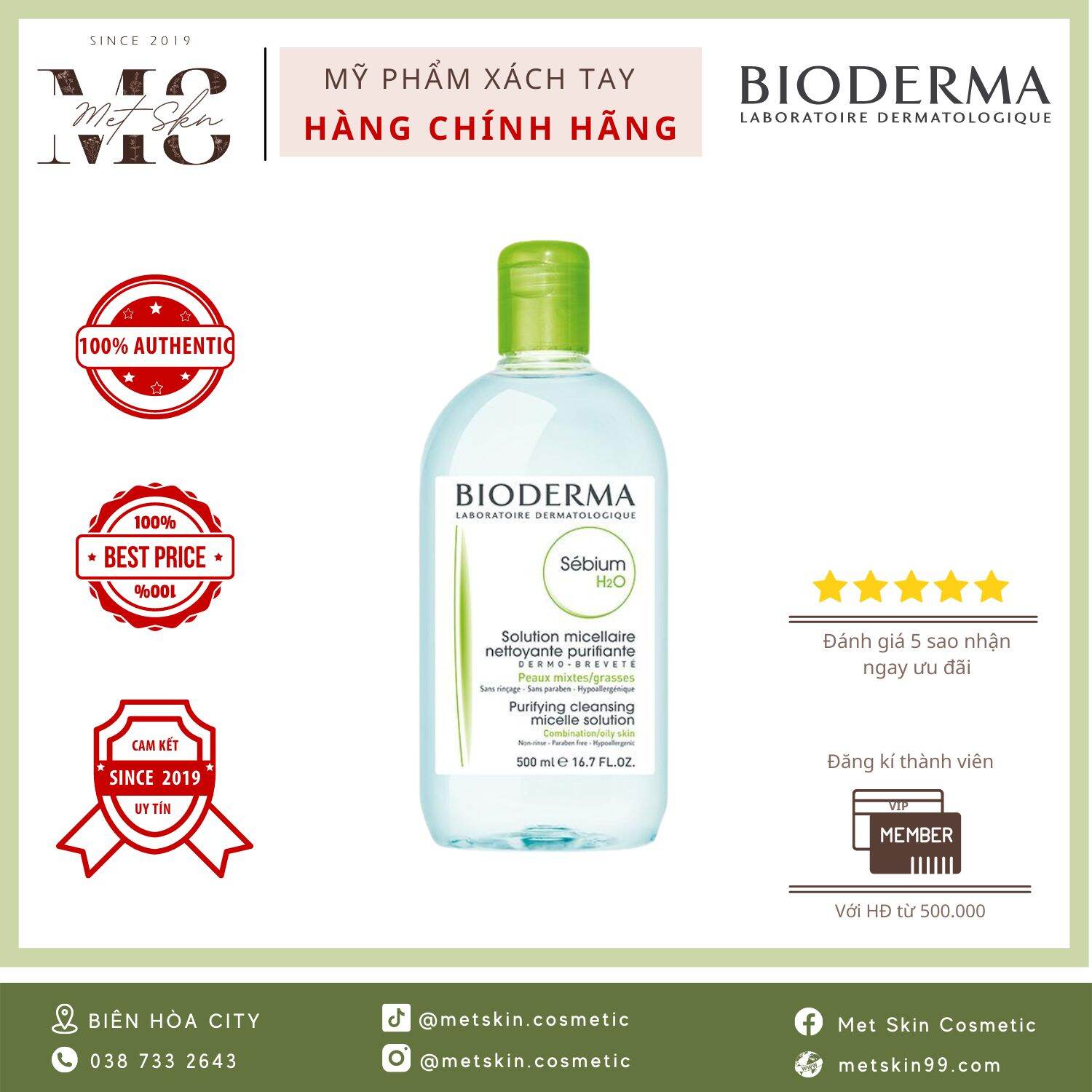 [ Pre Order ] Nước Tẩy Trang Bioderma ( 500Ml )