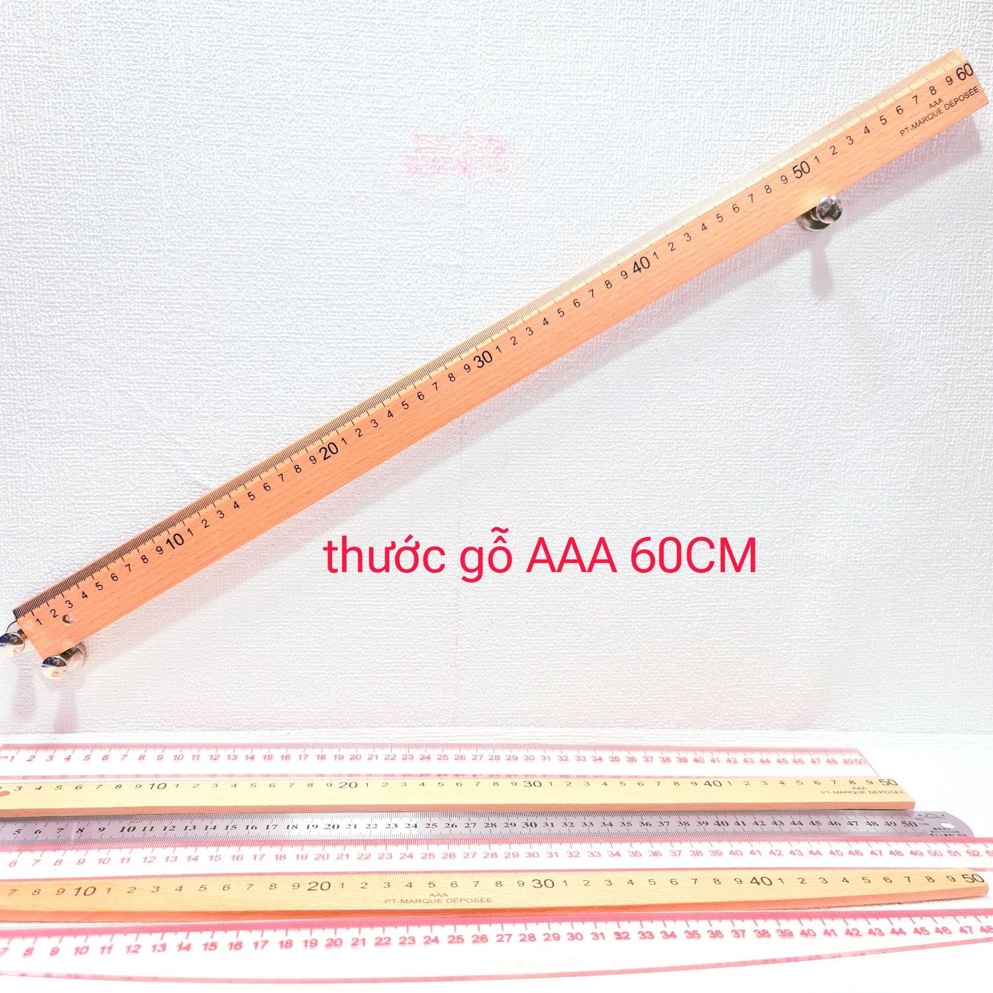 Thước gỗ AAA thước bầu nhựa nhiều màu thước mica khắc thước bầu mica 50cm thước lá kim loại 50cm 60cm