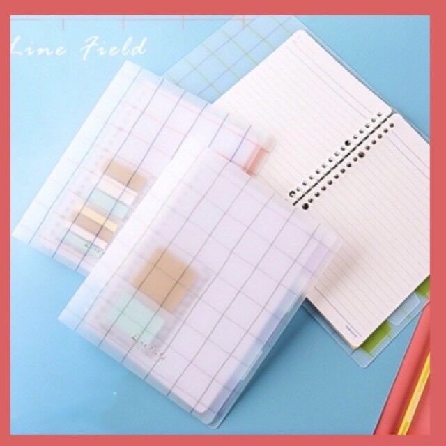 [HCM]Sổ còng bìa gáy nhựa A5 B5 Campus Line Field 100 trang có chấm + 5 tab phân trang nhựa màu xanh J55