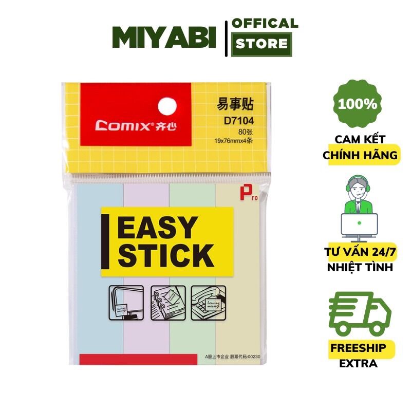 Giấy note pastel 4 màu - có keo - 400 tờ - 76mm x 76mm x 19mm - giấy note nhiều màu - miyabi stote