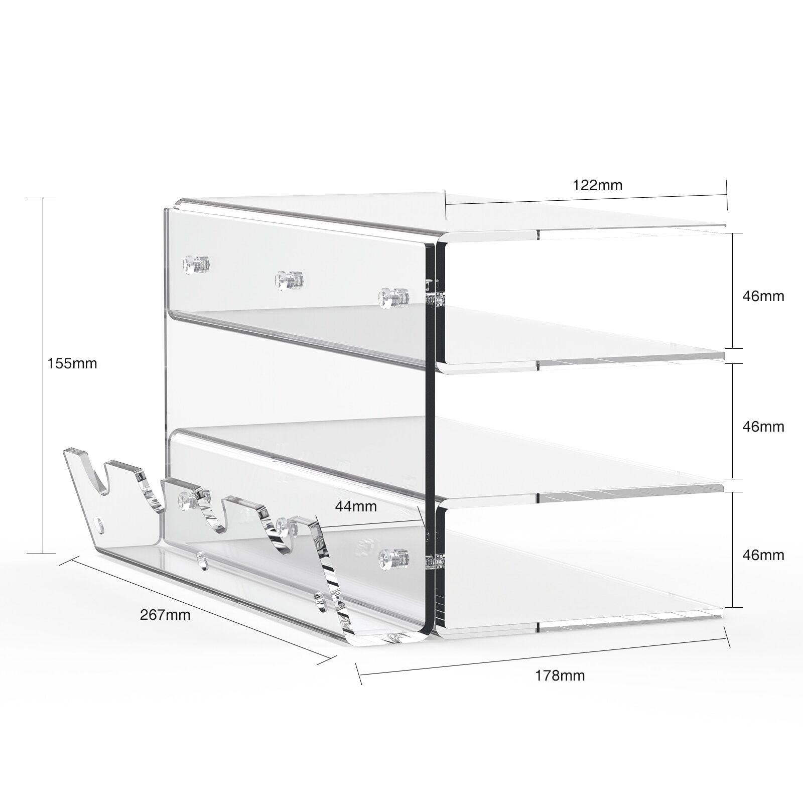 3-Tier Acrylic Keyboard Mouse Storage Rack Keyboard Display Stand Gaming Keyboard Plate Holder Stand Mouse Desktop Organizer