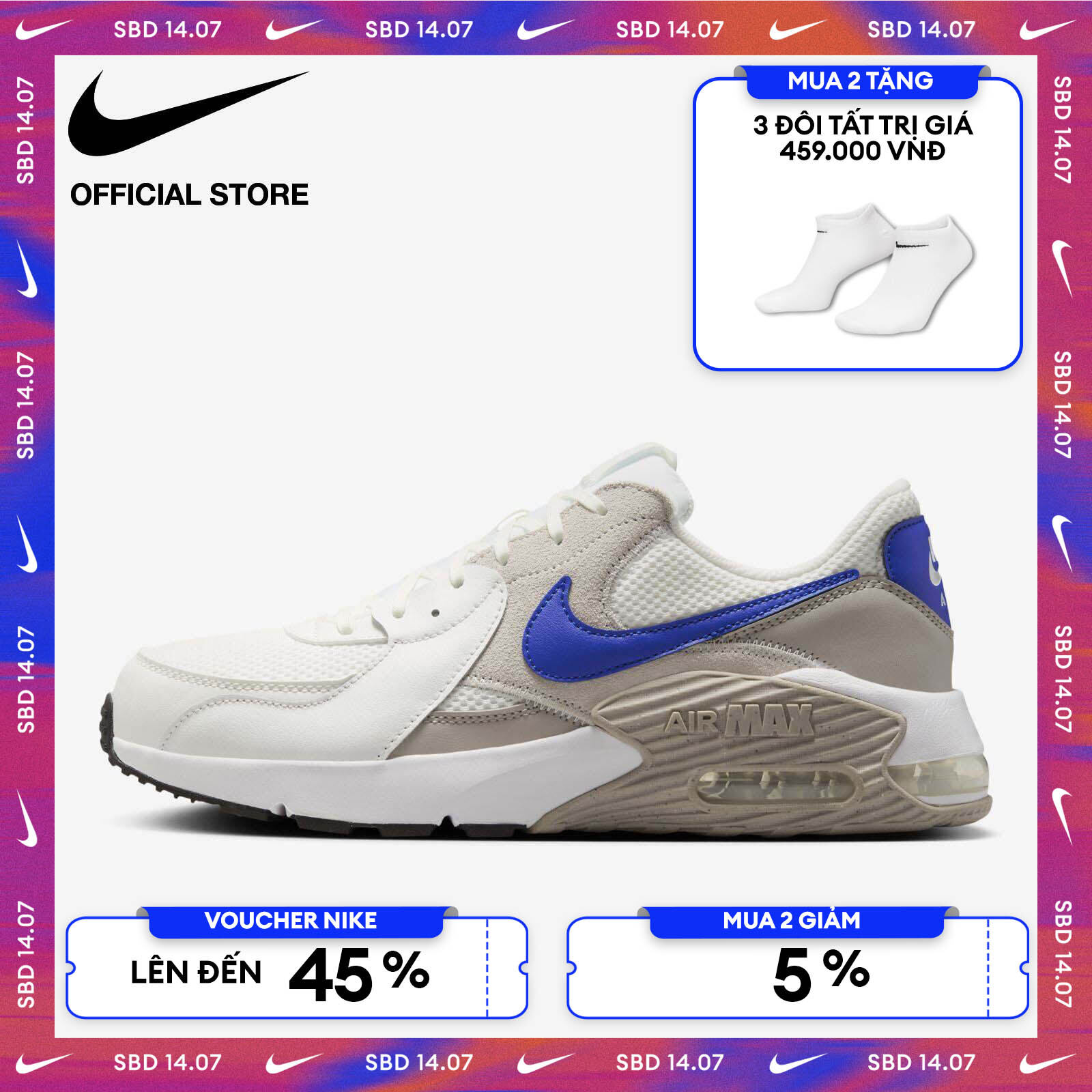 [CHỈ 14.07 | VOUCHER ĐẾN 45% + MUA 2 GIẢM 5%] Giày Nike Men's Air Max Excee Shoes - Summit White