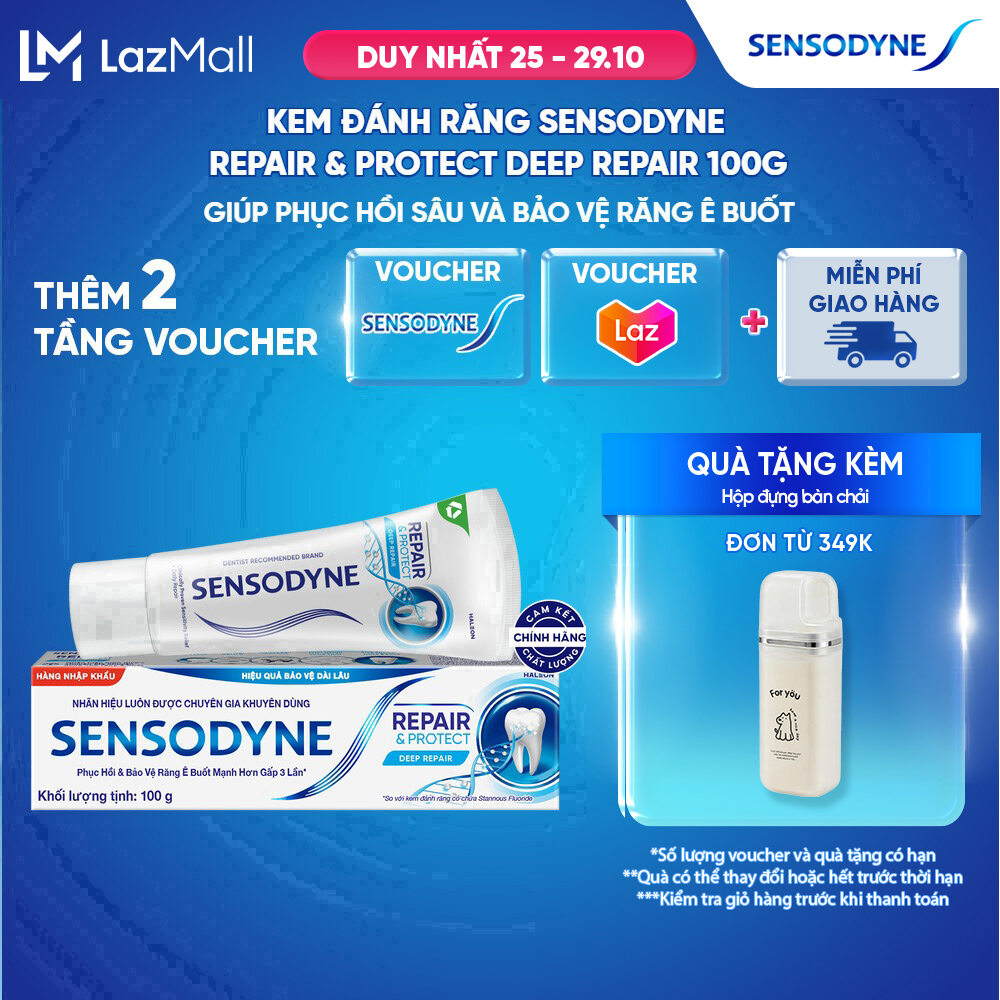 Kem đánh răng SENSODYNE Repair  Protect Deep Repair 100g giúp phục hồi sâu và bảo vệ răng ê buốt