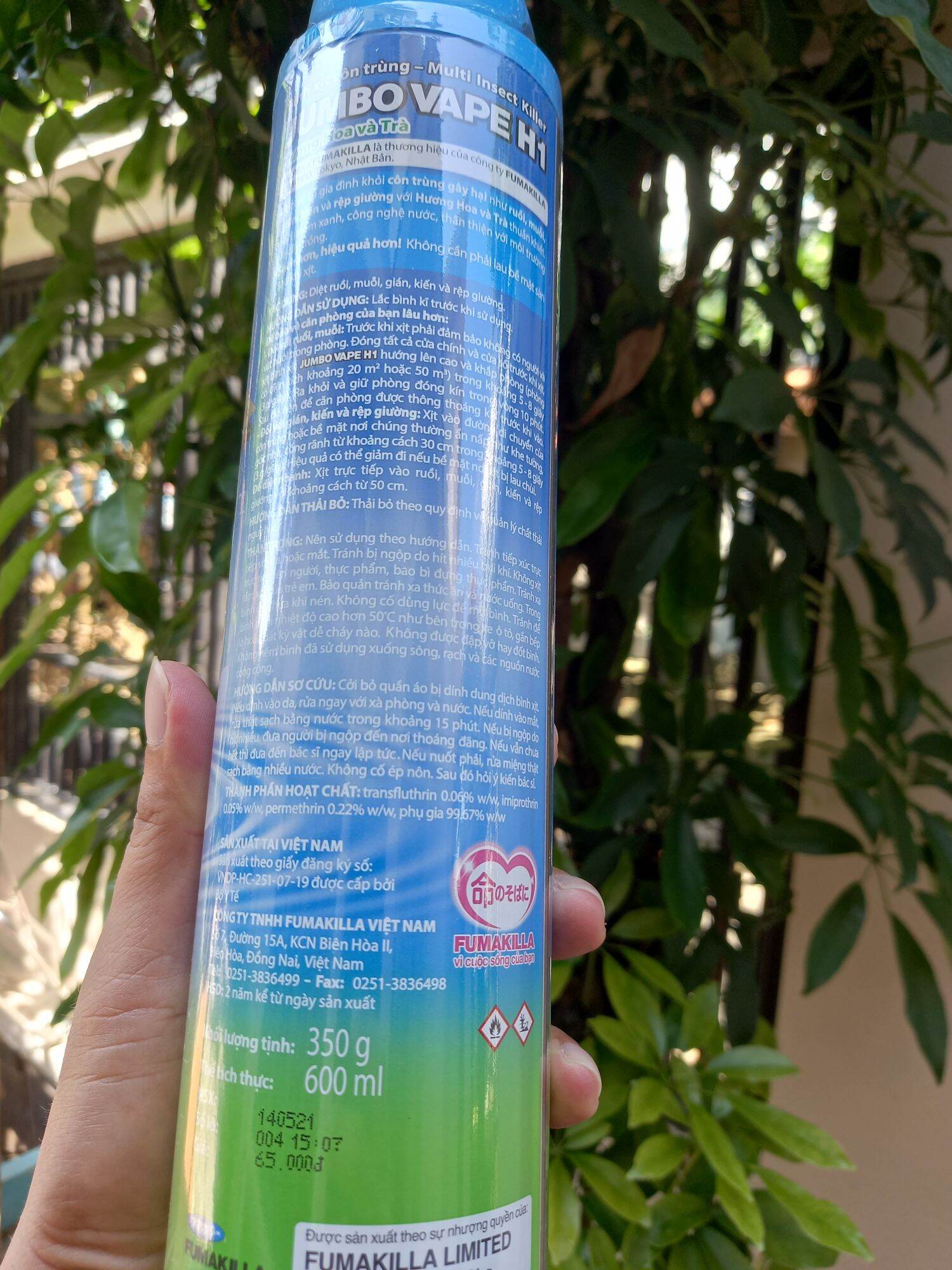 Xit Côn Trùng JUMBO Hương Hoa và Trà 600ml