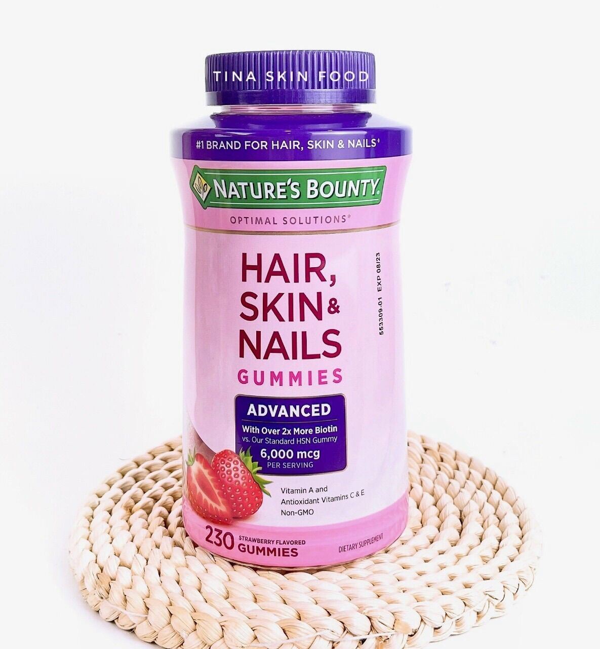 [HSD 06/2027] Kẹo Dẻo & Viên Uống đẹp Da Tóc Móng NATURE'S BOUNTY HAIR SKIN & NAILS Gummies 6000mcg từ MỸ