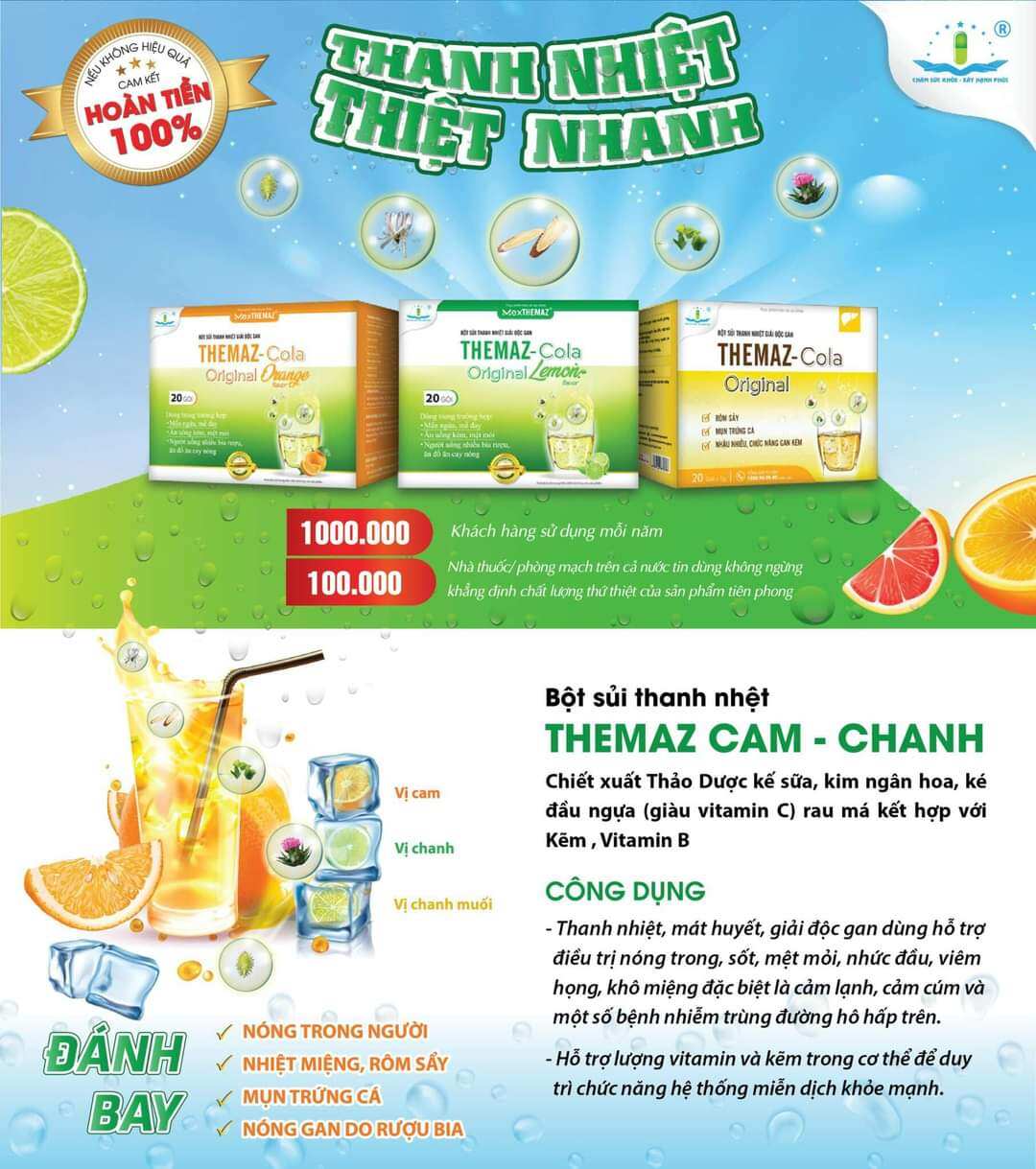 Bột sủi thảo dược thanh nhiệt THEMAZ