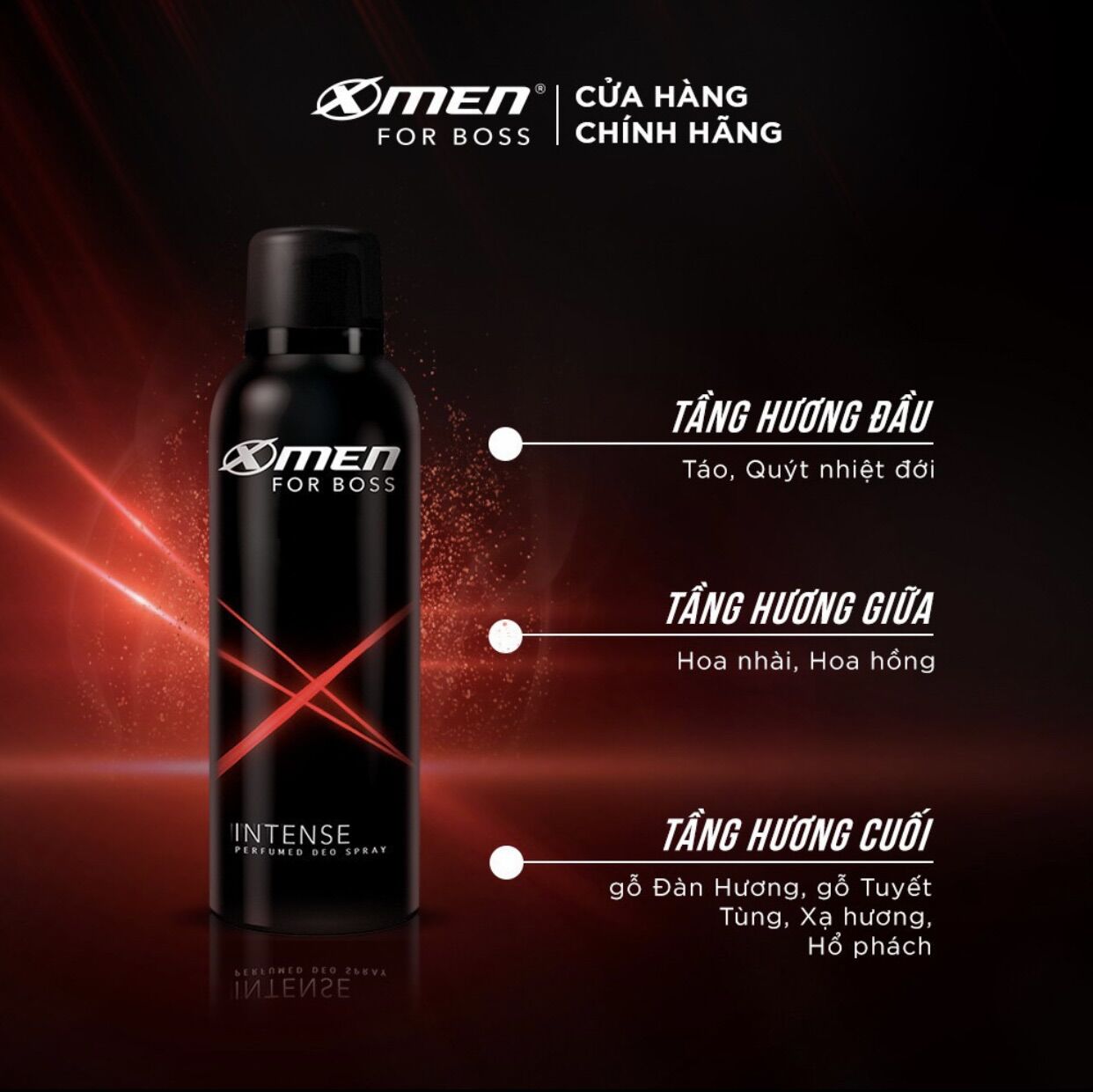 Xịt khử mùi XMEN For BOSS INTENSE 220ml -150ml