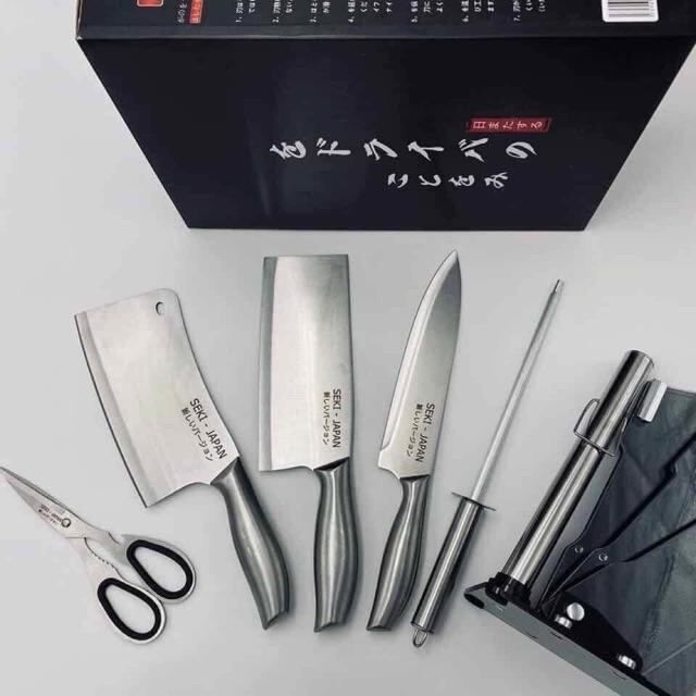 bộ dao nhật seki 5 món kèm đế siêu bén