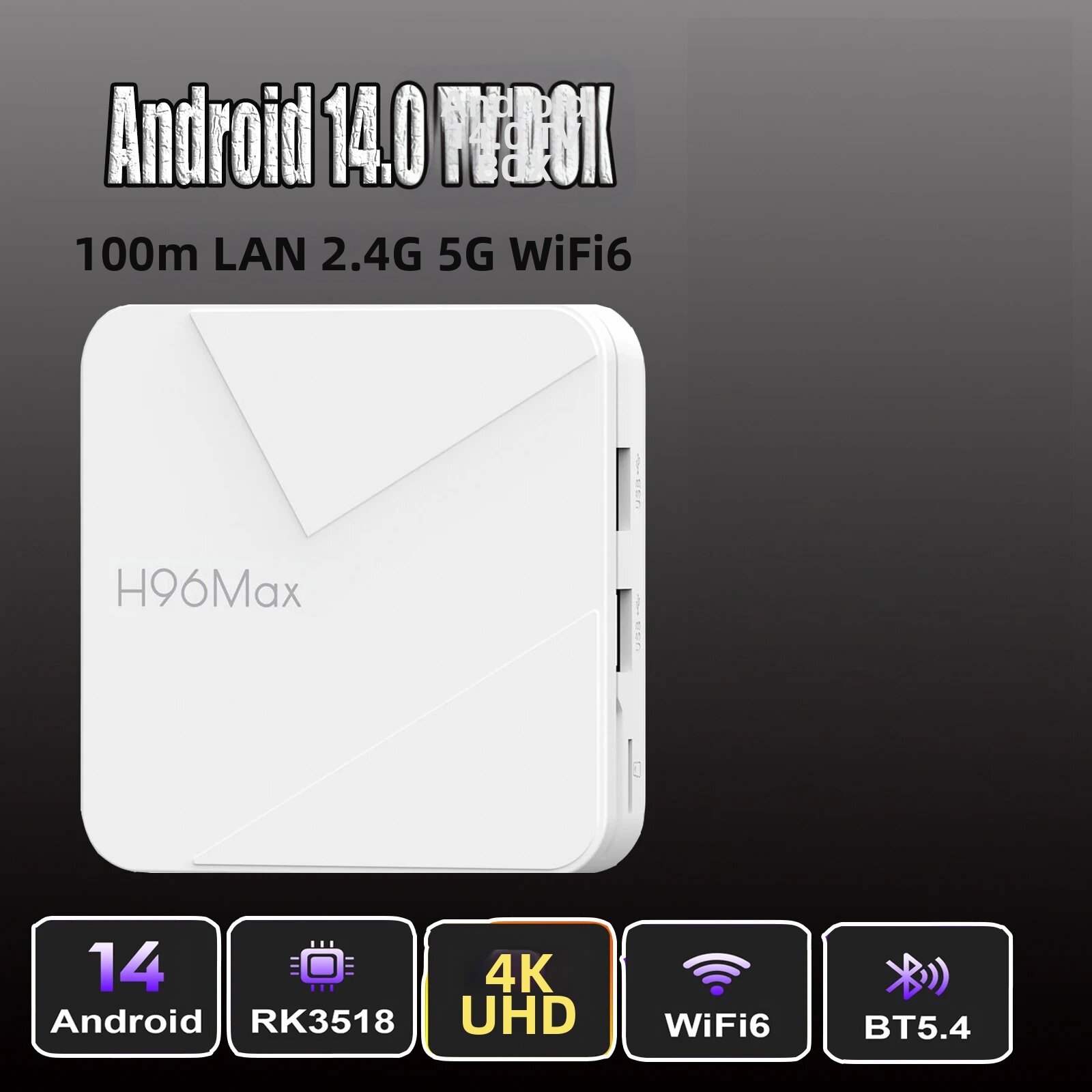 Hộp Giải Mã Truyền Hình Android 14 H96 MAX RK3518 Wifi 2.4G 5G Wifi6 BT5.4 Điều Khiển Bằng Giọng Nói Điều Khiển Từ Xa LAN 100M Hộp Giải Mã Toàn Cầu